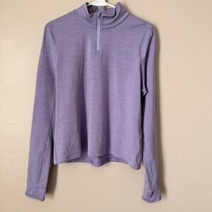 Allbirds Natural Run Mid Layer Top Womens MEDIUM 1/4 zip Running Hiking Gorpcore